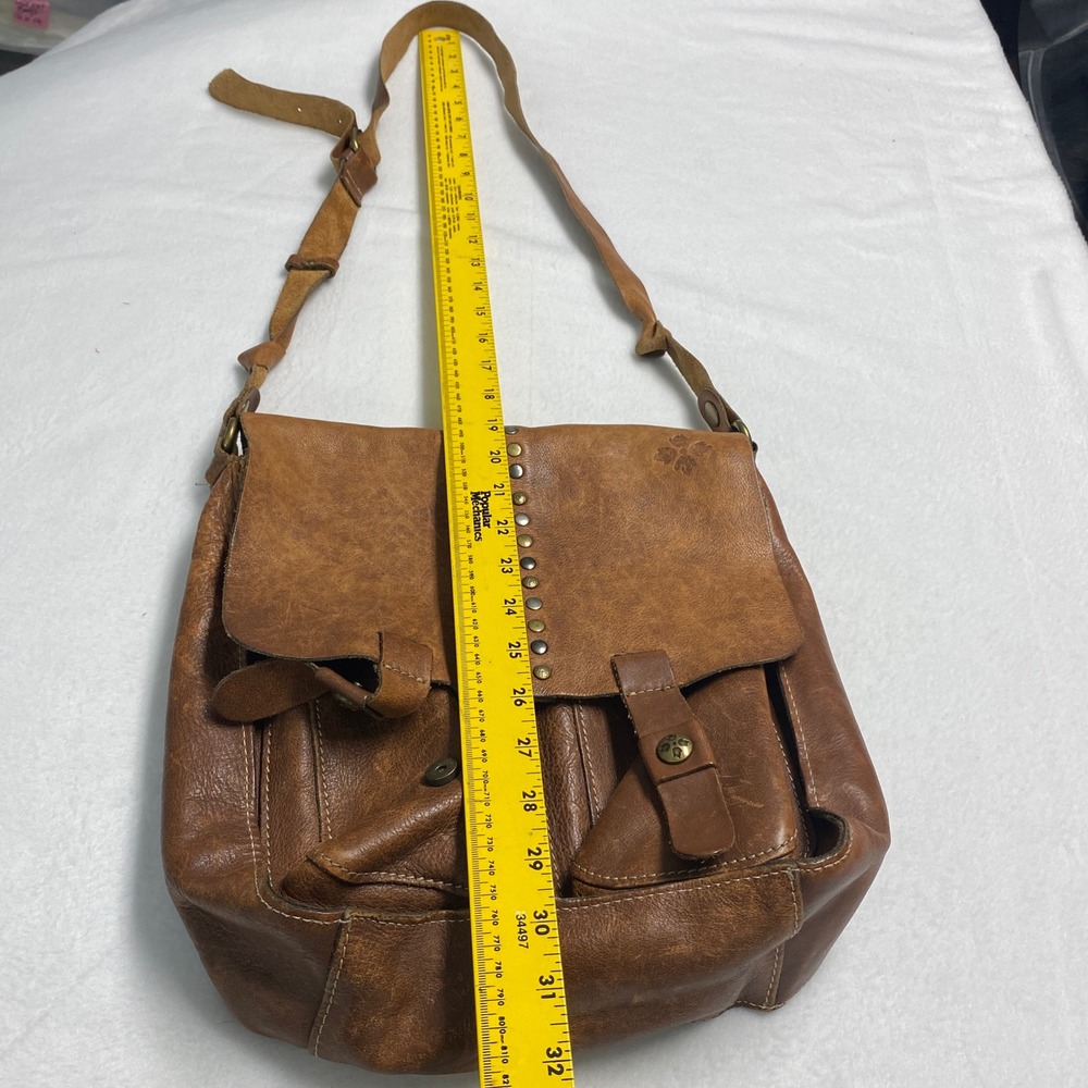 Patricia Nash Armeno Distressed Brown Leather Studded‎ Crossbody Messenger Bag - Picture 12 of 16